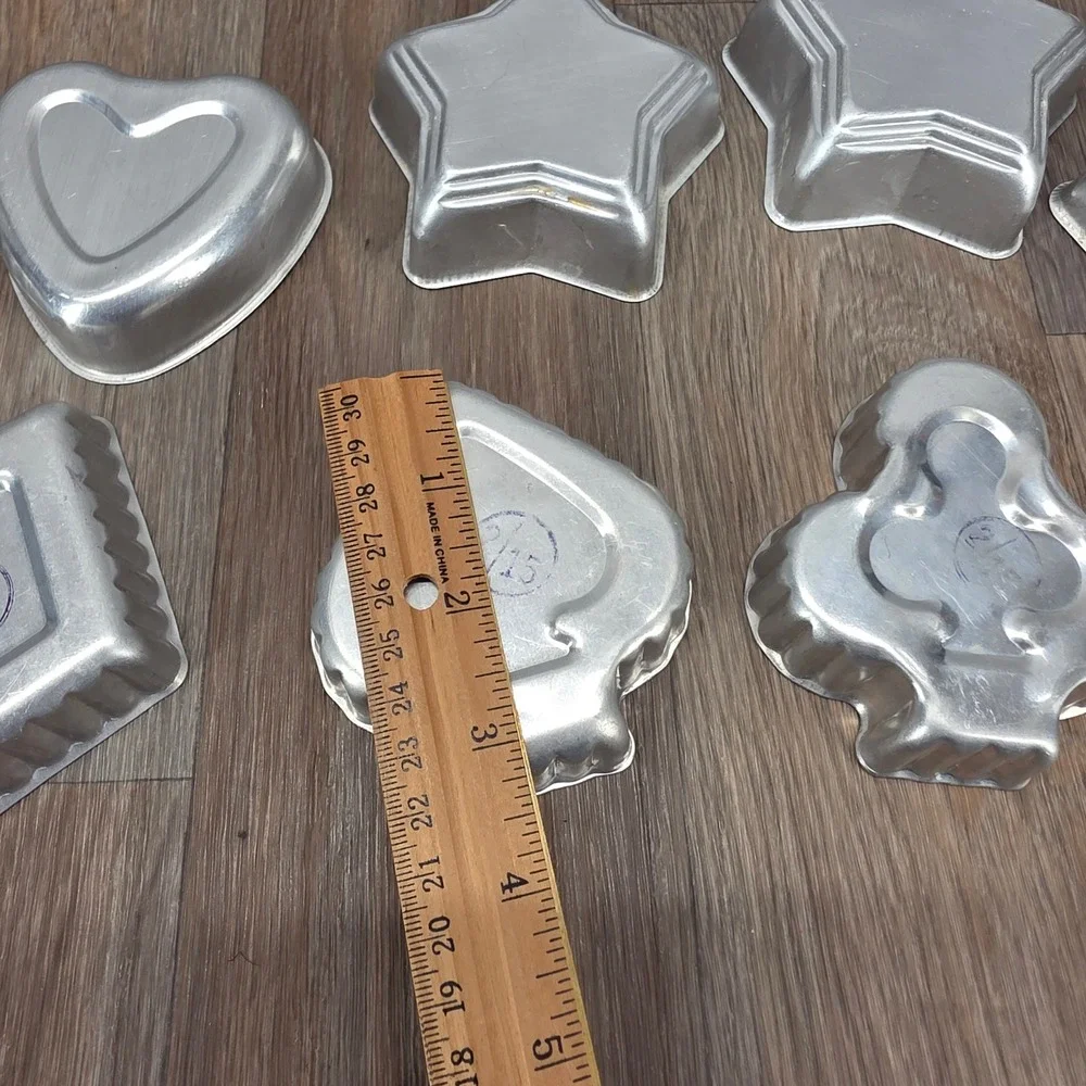 Vintage Aluminum Mini Cake Jello Molds Stars Hearts Playing Card Suits Set‎ of 8